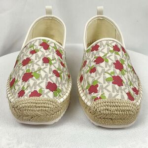 Michael Kors Lenny Espadrille Slip On Shoes Sz 7.5 M New Rose & Signature Flats